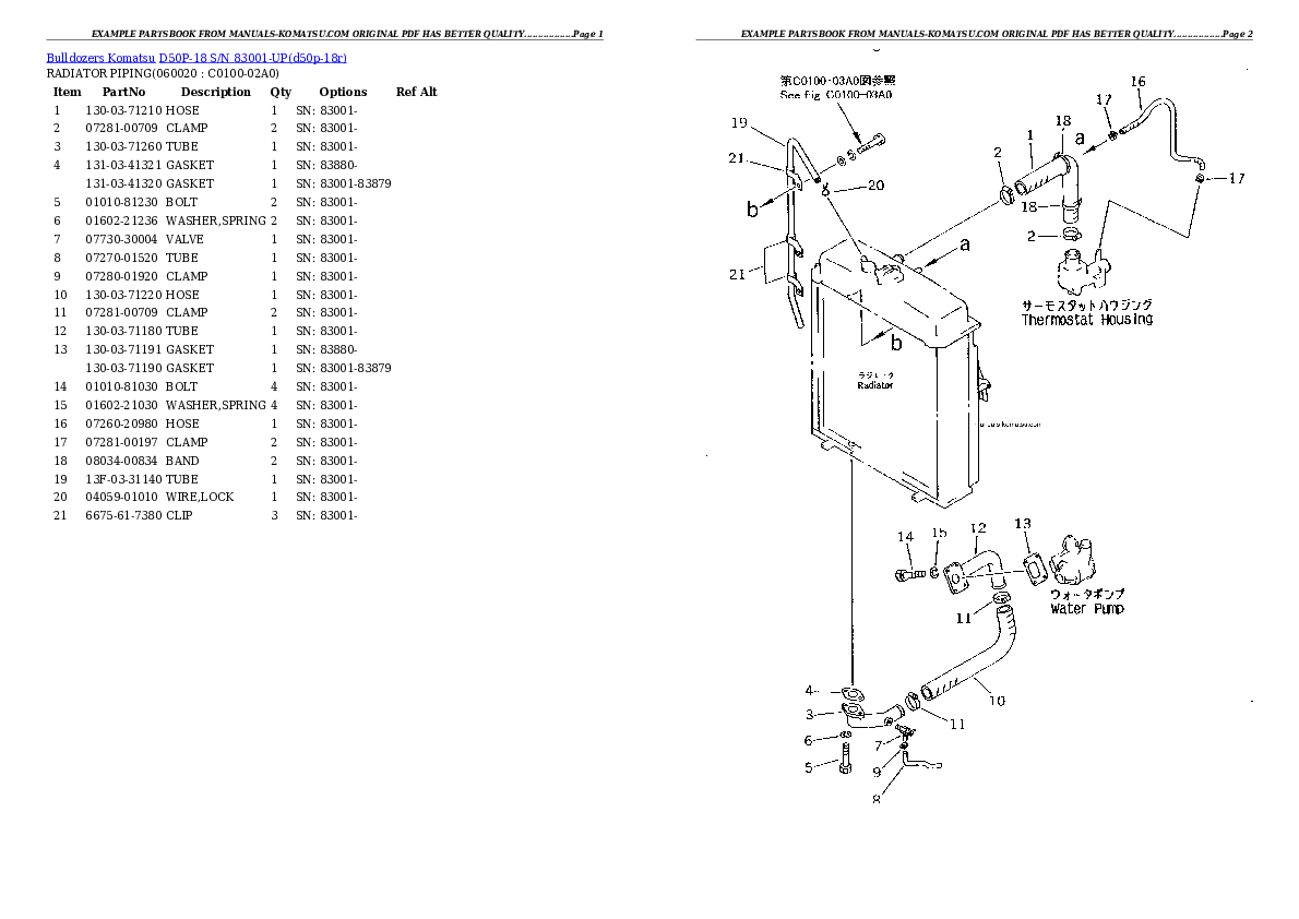 D50P-18 S/N 83001-UP Partsbook