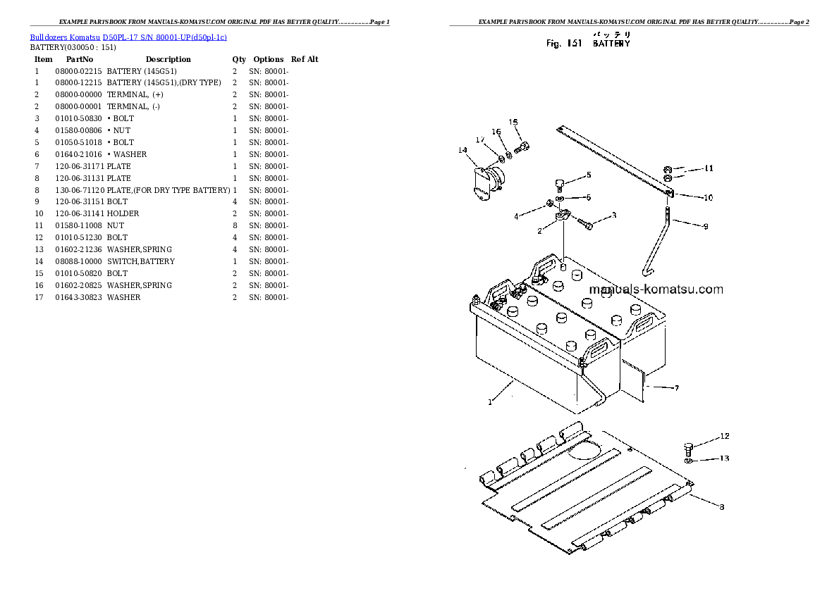 Protected: D50PL-17 S/N 80001-UP Partsbook