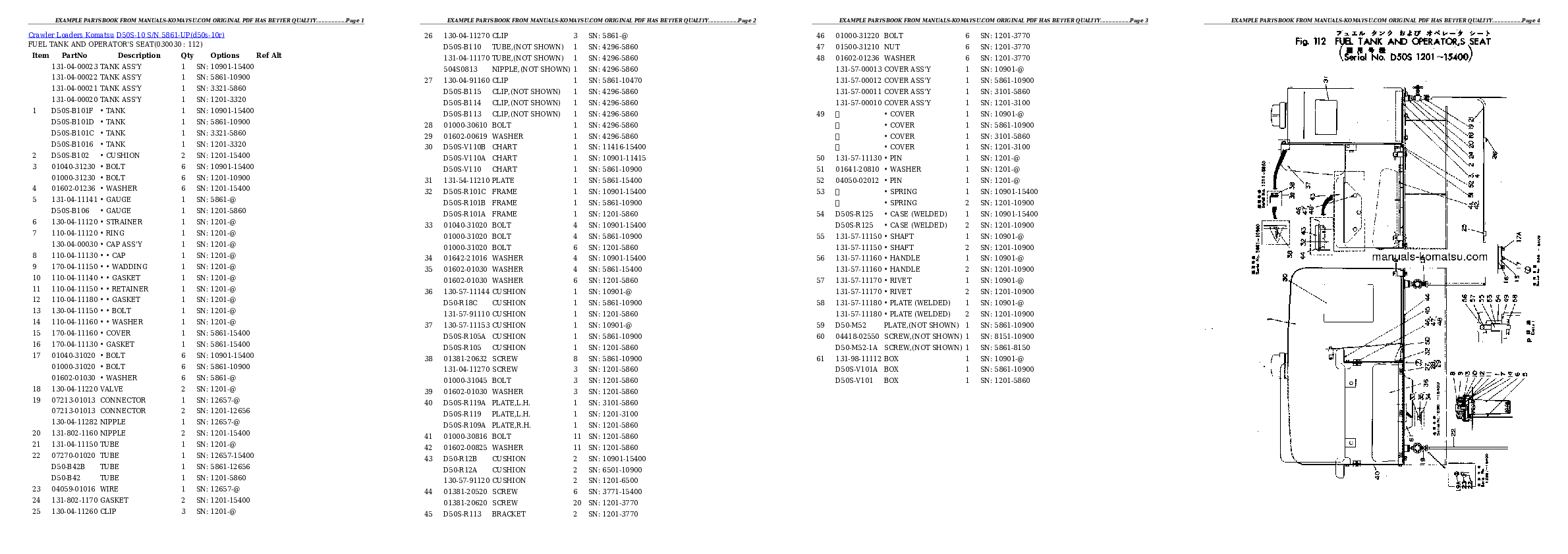 D50S-10 S/N 5861-UP Partsbook