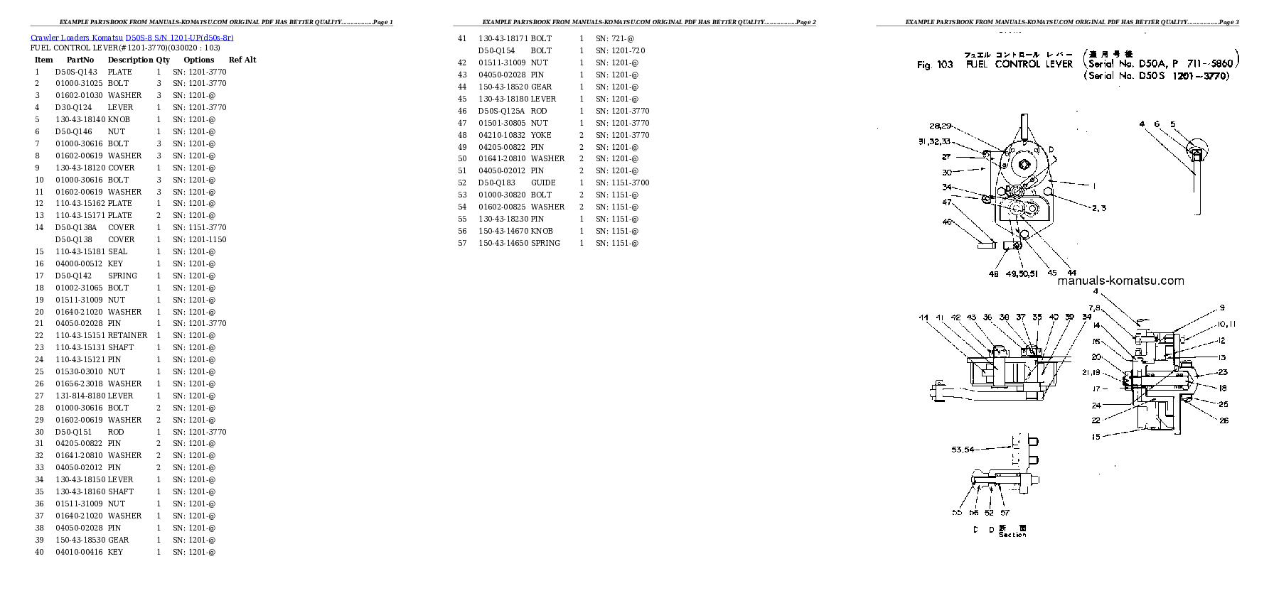 D50S-8 S/N 1201-UP Partsbook