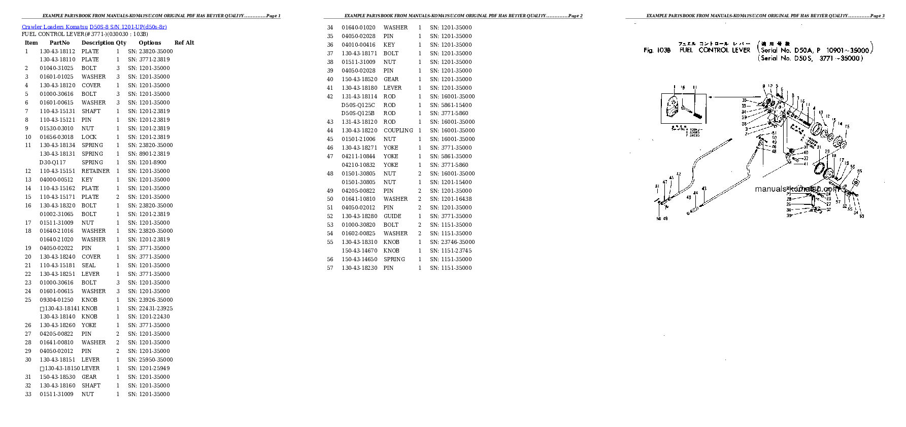 D50S-8 S/N 1201-UP Partsbook