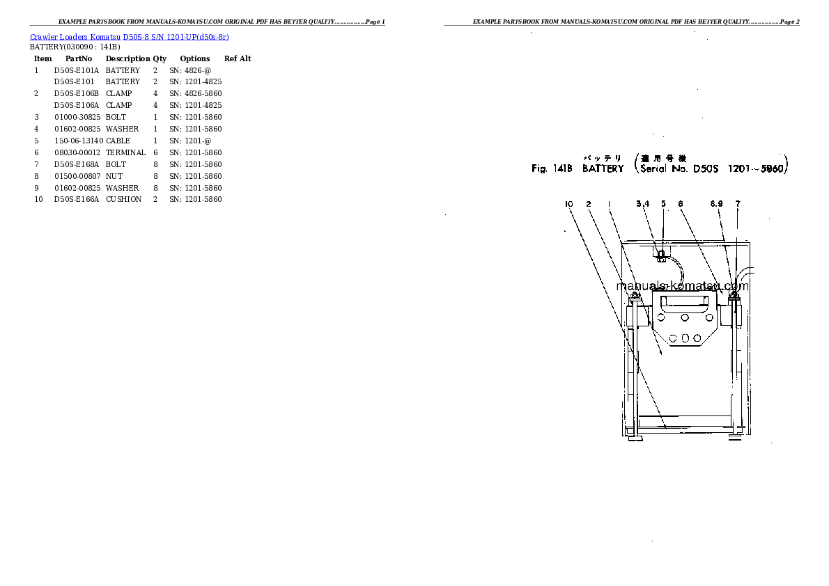 Protected: D50S-8 S/N 1201-UP Partsbook