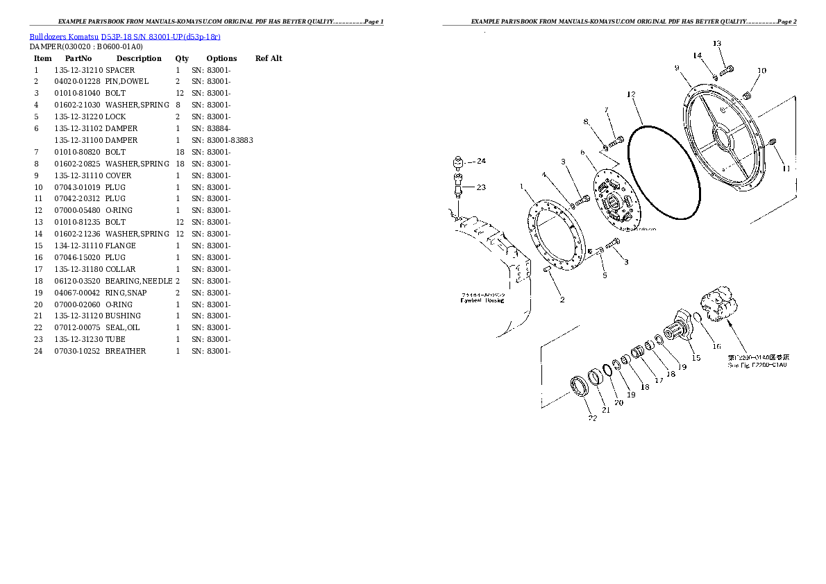 D53P-18 S/N 83001-UP Partsbook