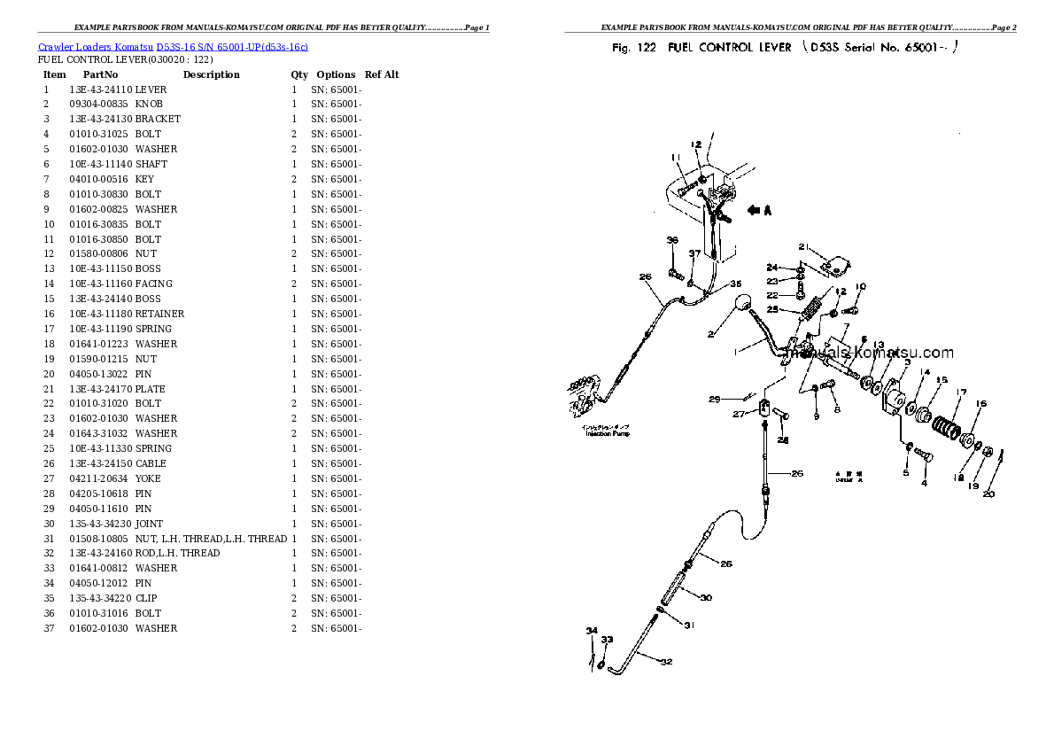 D53S-16 S/N 65001-UP Partsbook