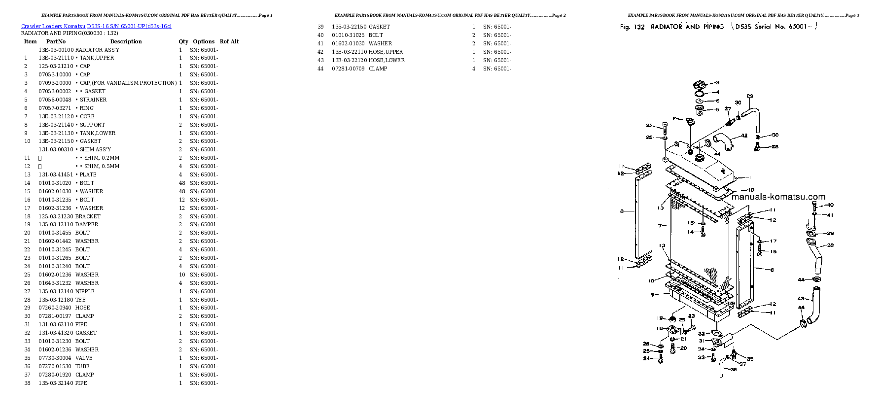 D53S-16 S/N 65001-UP Partsbook