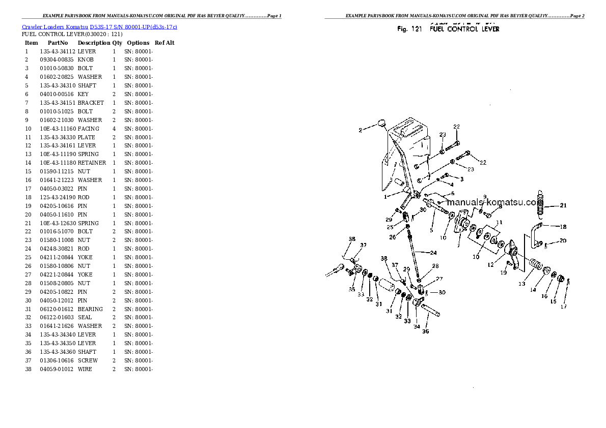 D53S-17 S/N 80001-UP Partsbook