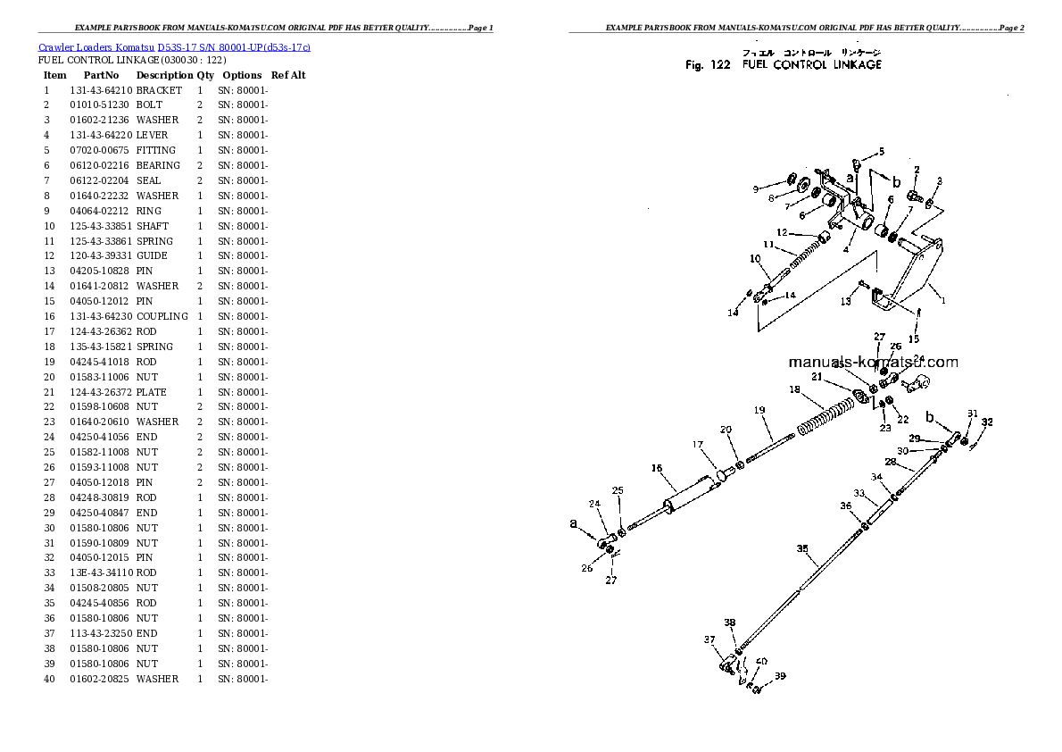 D53S-17 S/N 80001-UP Partsbook