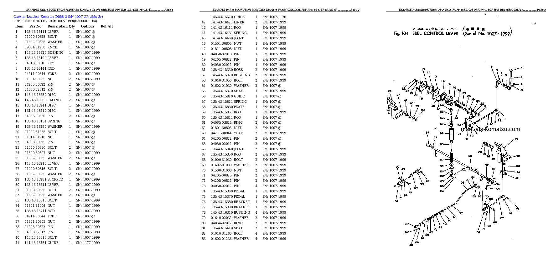 Protected: D55S-3 S/N 1007-UP Partsbook
