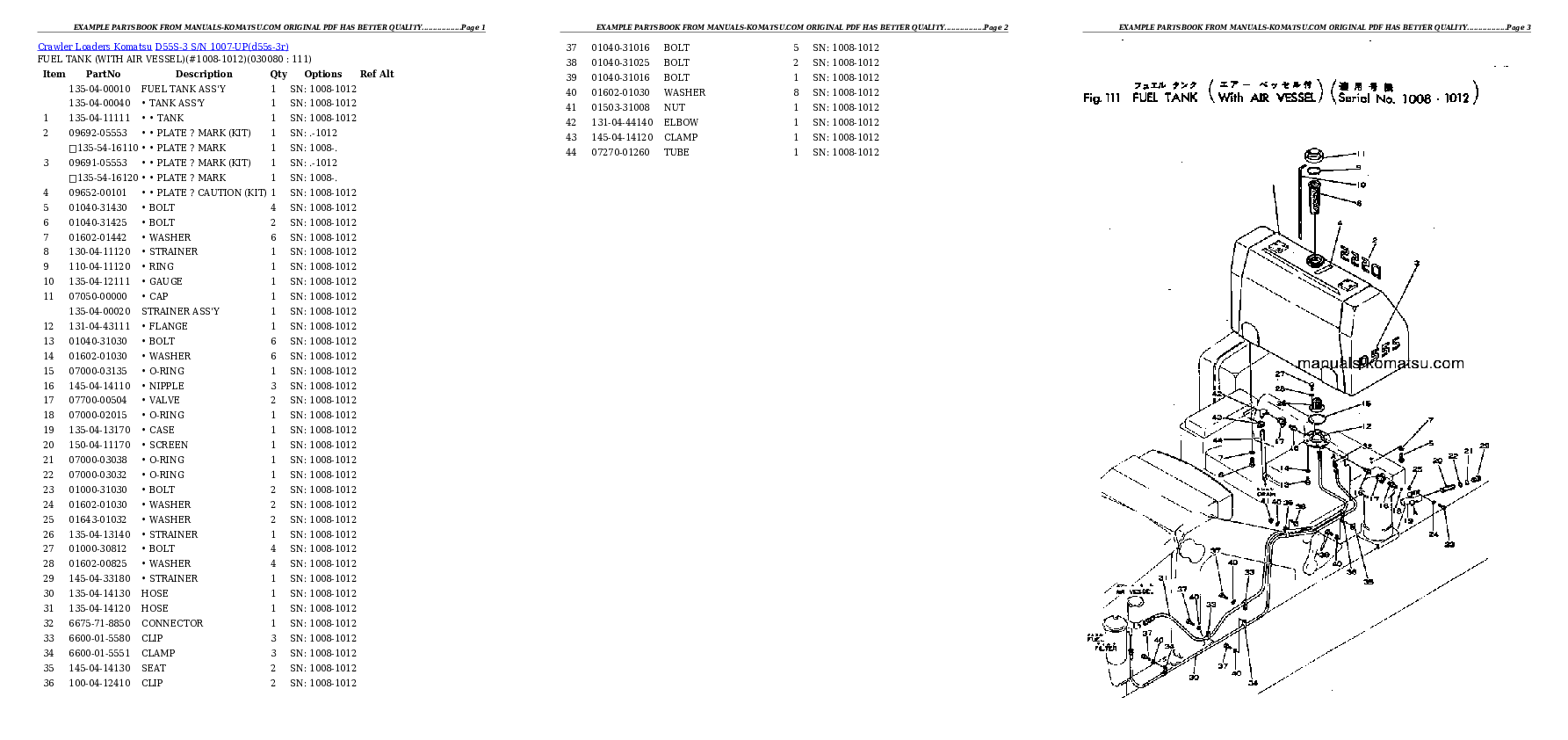 Protected: D55S-3 S/N 1007-UP Partsbook