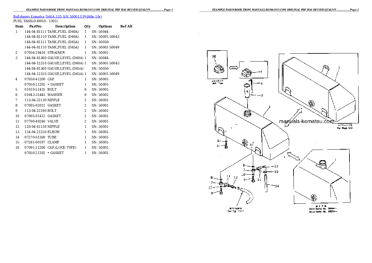 Protected: D60A-11D S/N 50001-UP Partsbook