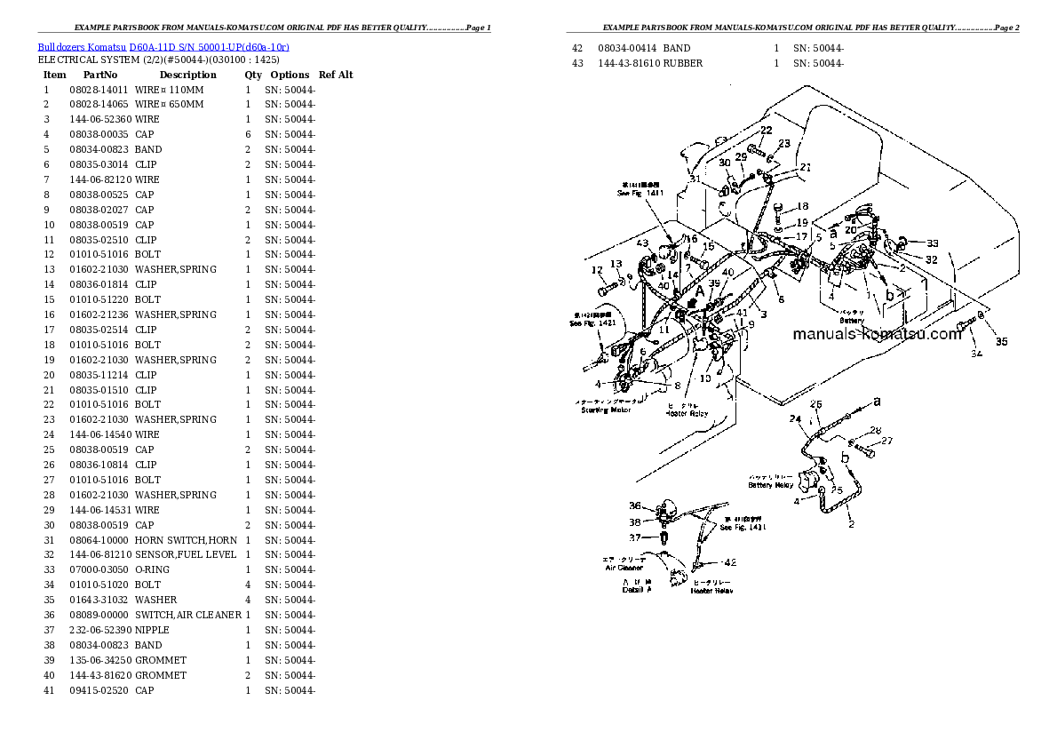 Protected: D60A-11D S/N 50001-UP Partsbook
