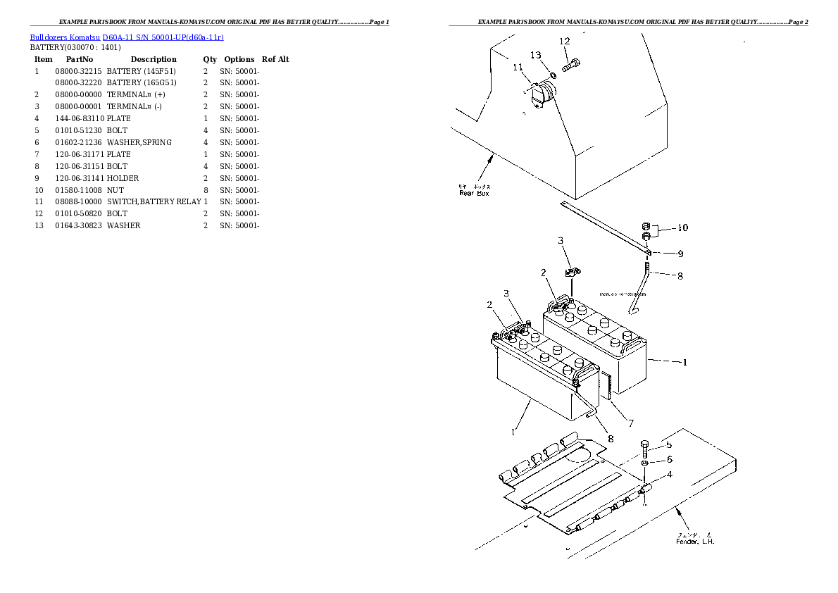 Protected: D60A-11 S/N 50001-UP Partsbook