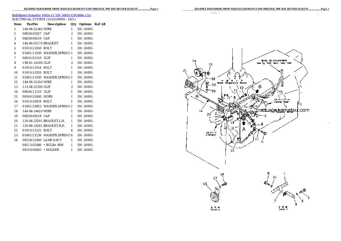 Protected: D60A-11 S/N 50001-UP Partsbook