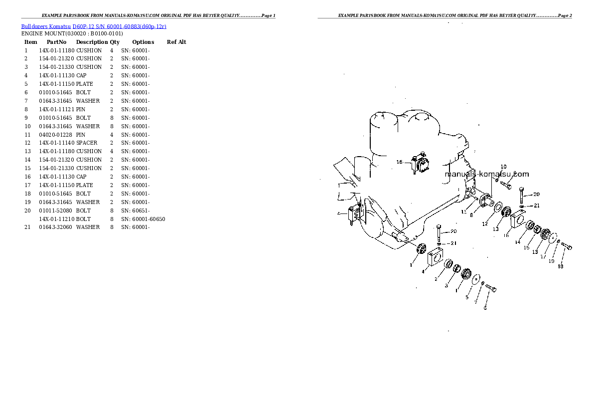 D60P-12 S/N 60001-60883 Partsbook