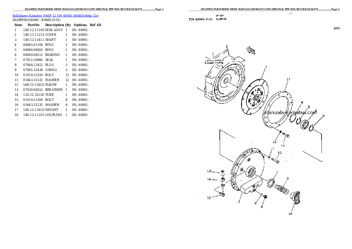 Protected: D60P-12 S/N 60001-60883 Partsbook