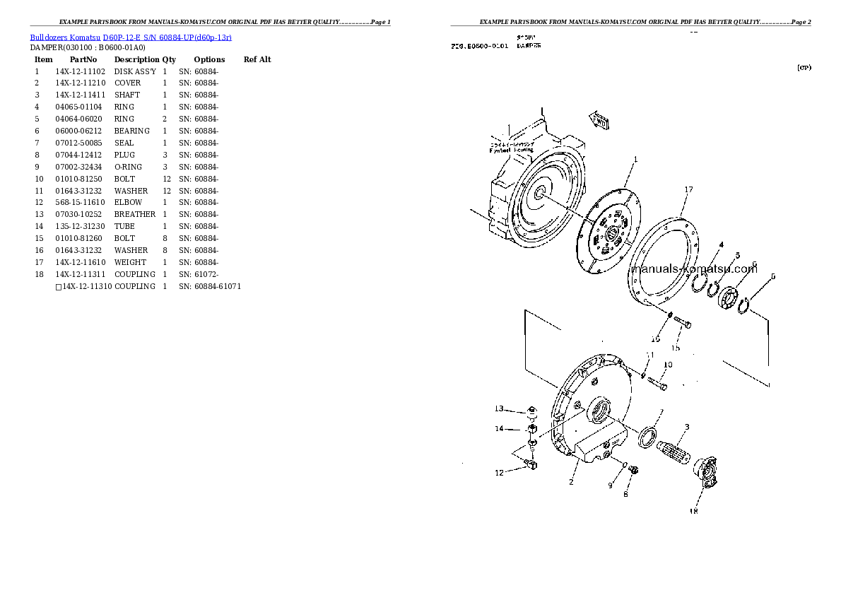 Protected: D60P-12-E S/N 60884-UP Partsbook