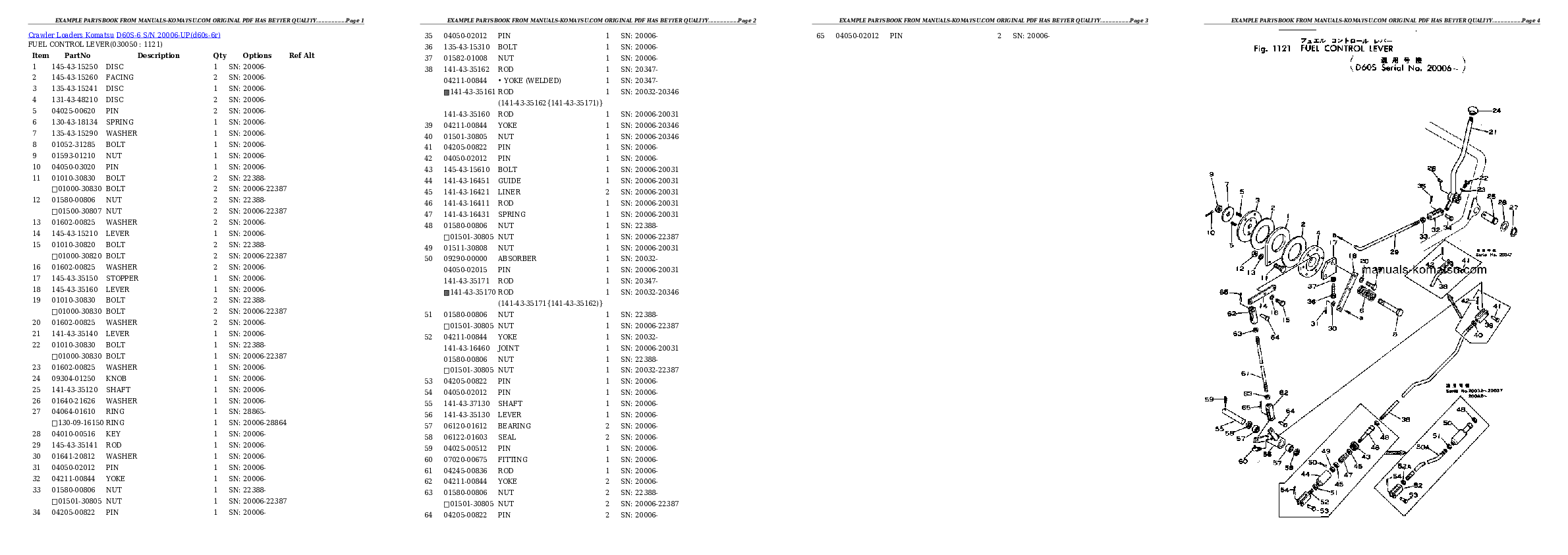 Protected: D60S-6 S/N 20006-UP Partsbook