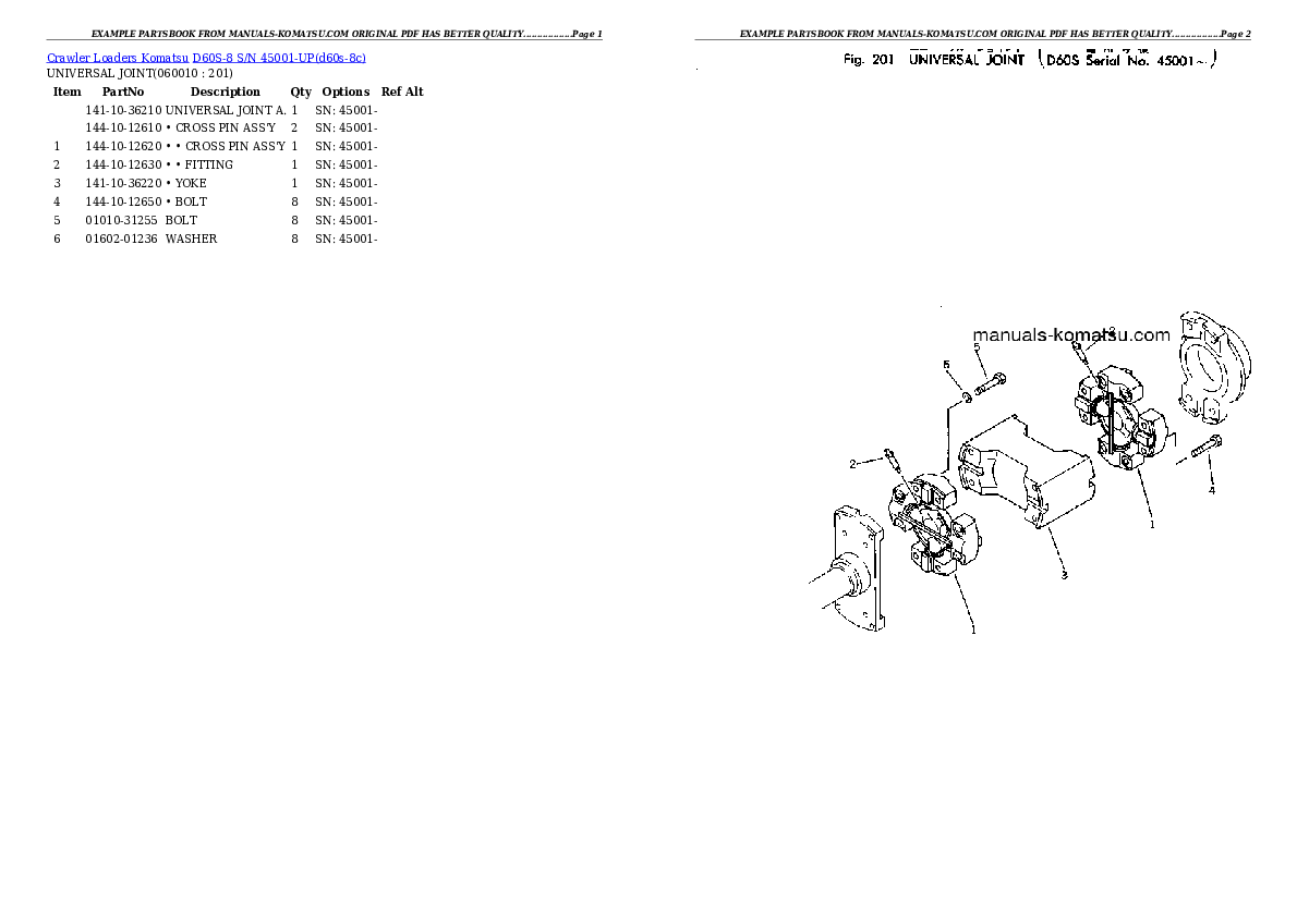 Protected: D60S-8 S/N 45001-UP Partsbook