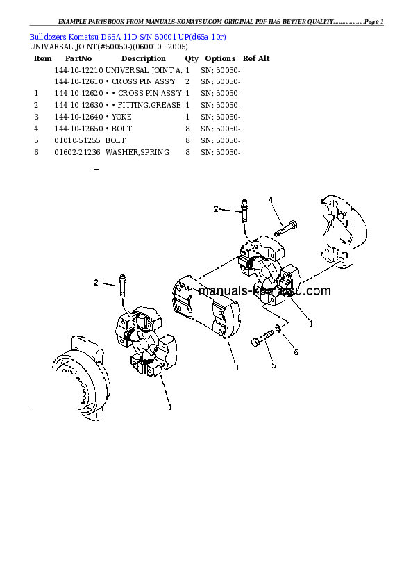 Protected: D65A-11D S/N 50001-UP Partsbook
