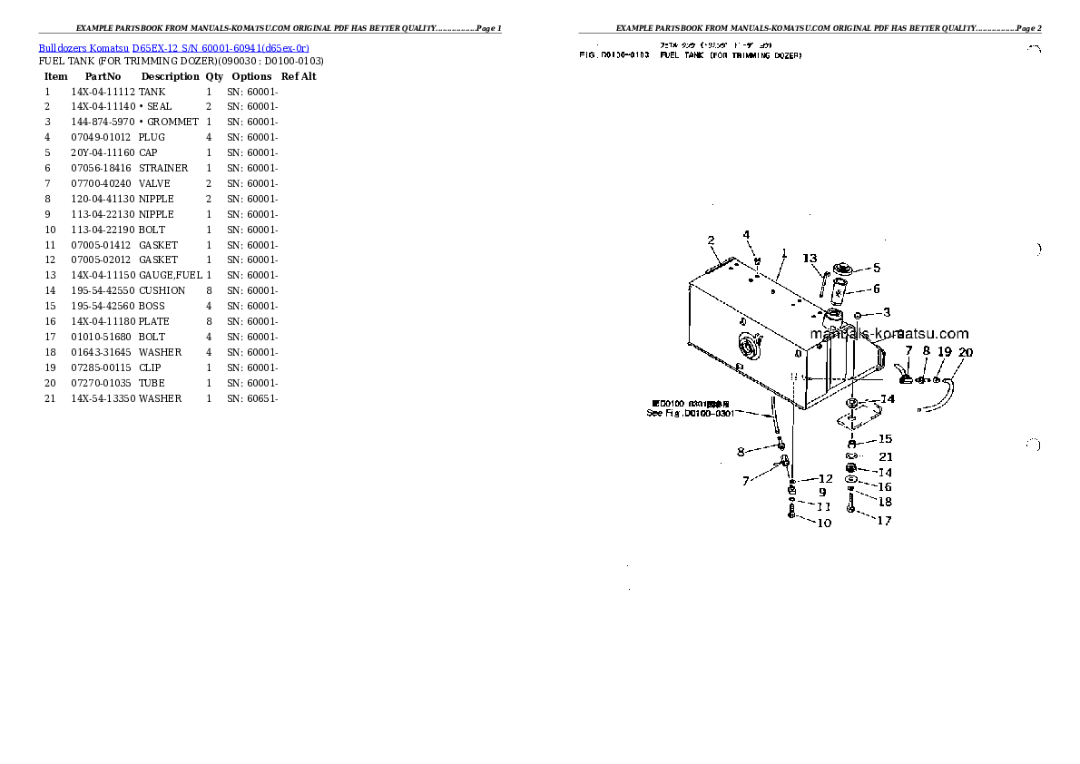 Protected: D65EX-12 S/N 60001-60941 Partsbook