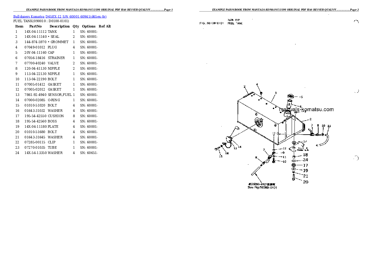 Protected: D65EX-12 S/N 60001-60941 Partsbook