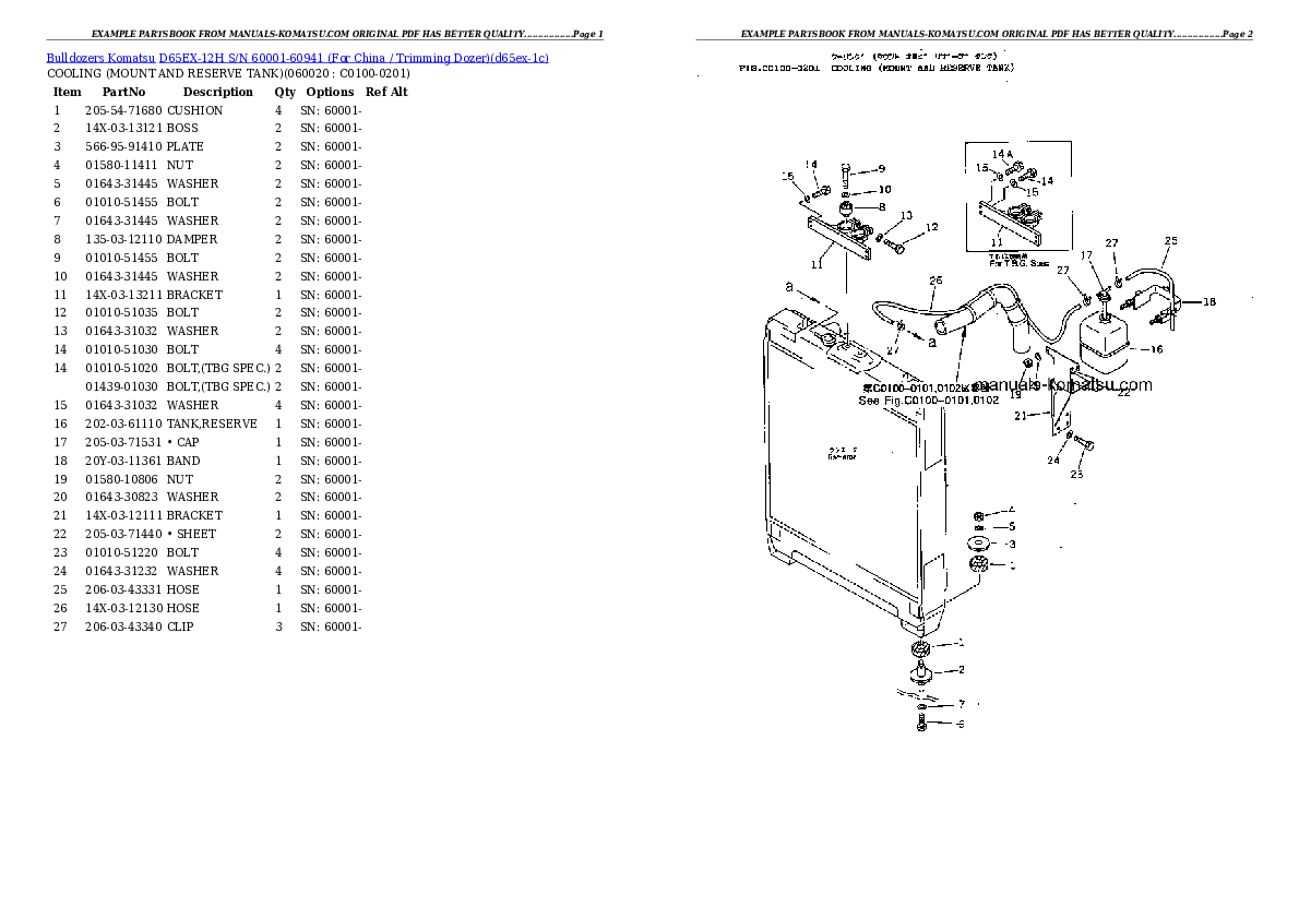 Protected: D65EX-12H S/N 60001-60941 (For China / Trimming Dozer) Partsbook