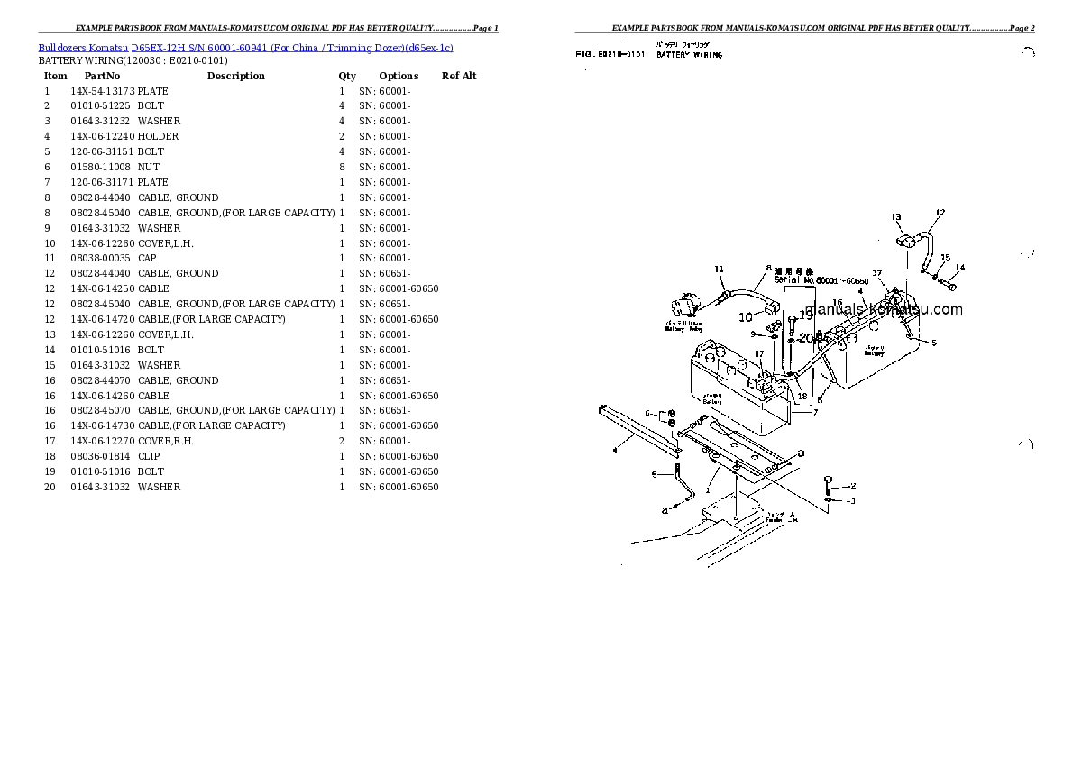 Protected: D65EX-12H S/N 60001-60941 (For China / Trimming Dozer) Partsbook