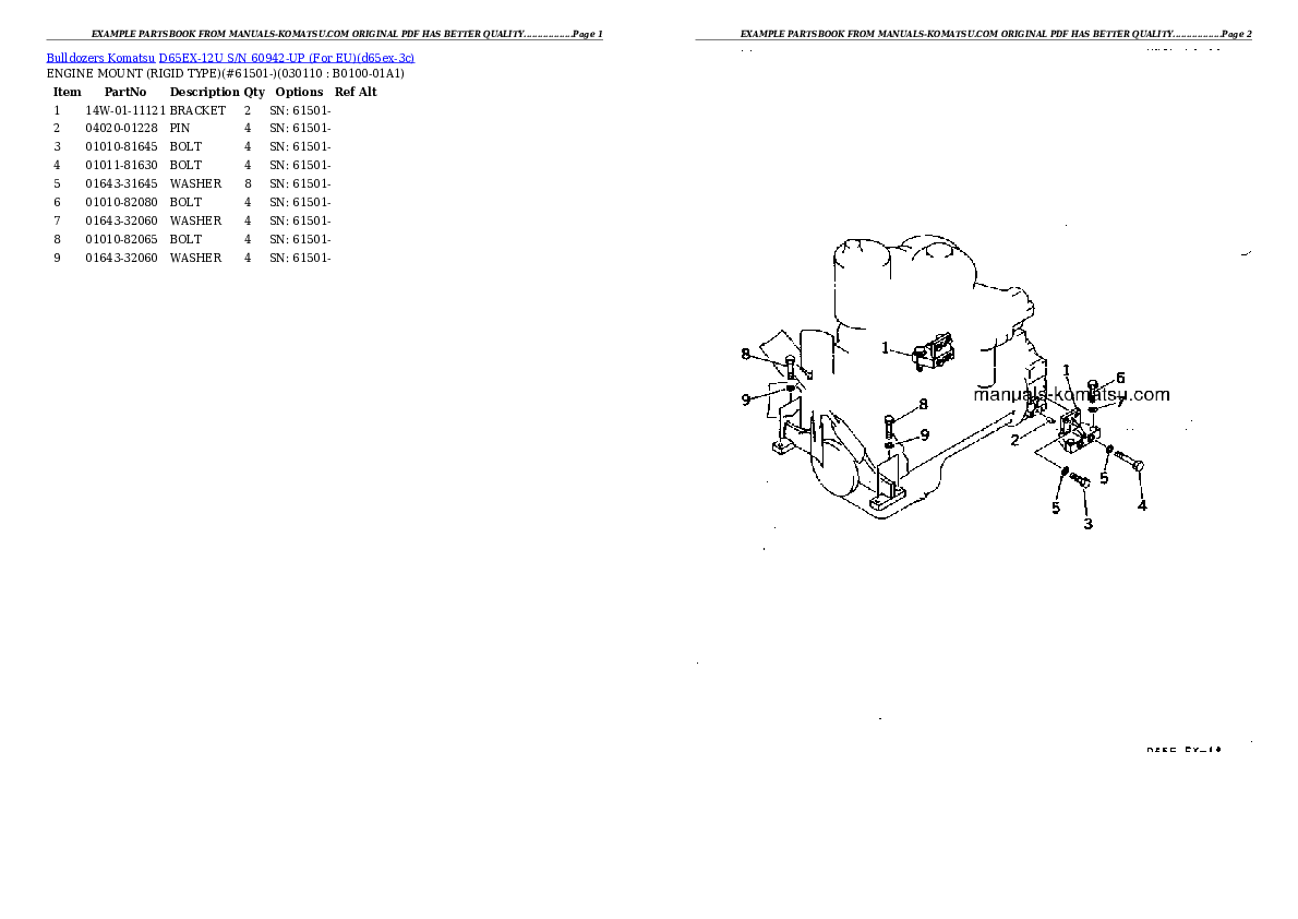 Protected: D65EX-12U S/N 60942-UP (For EU) Partsbook