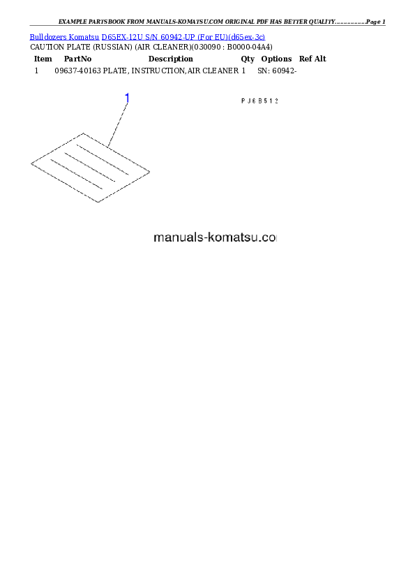 Protected: D65EX-12U S/N 60942-UP (For EU) Partsbook