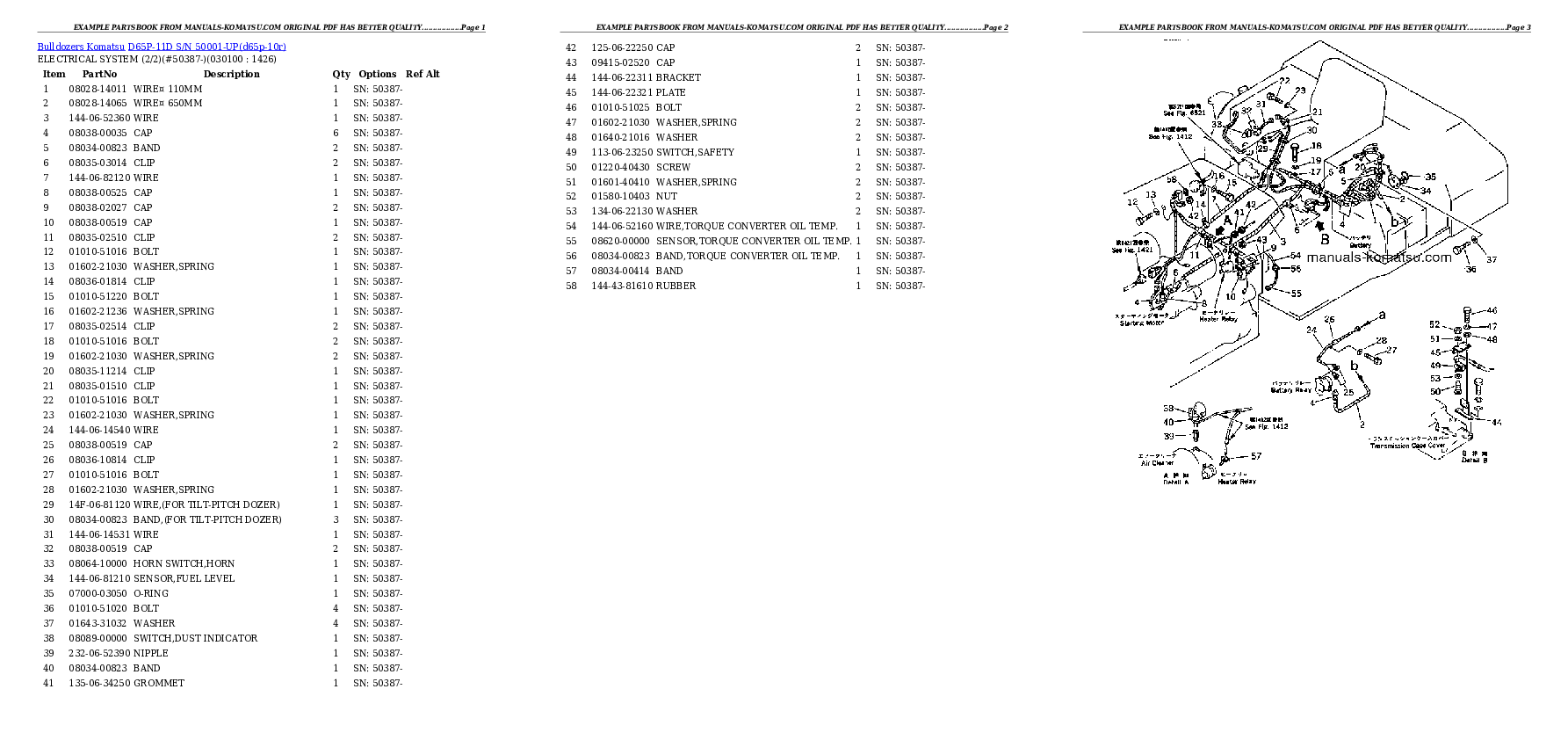 Protected: D65P-11D S/N 50001-UP Partsbook