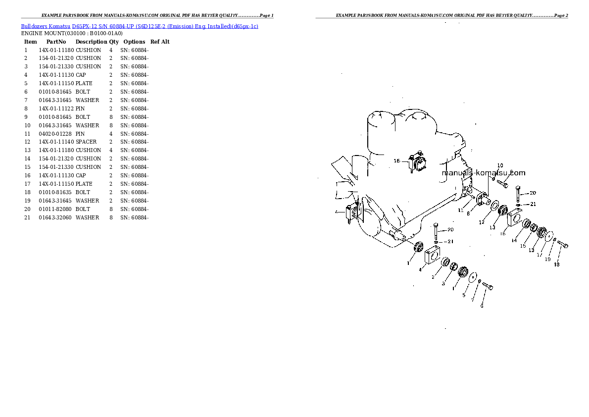 Protected: D65PX-12 S/N 60884-UP (S6D125E-2 (Emission) Eng. Installed) Partsbook