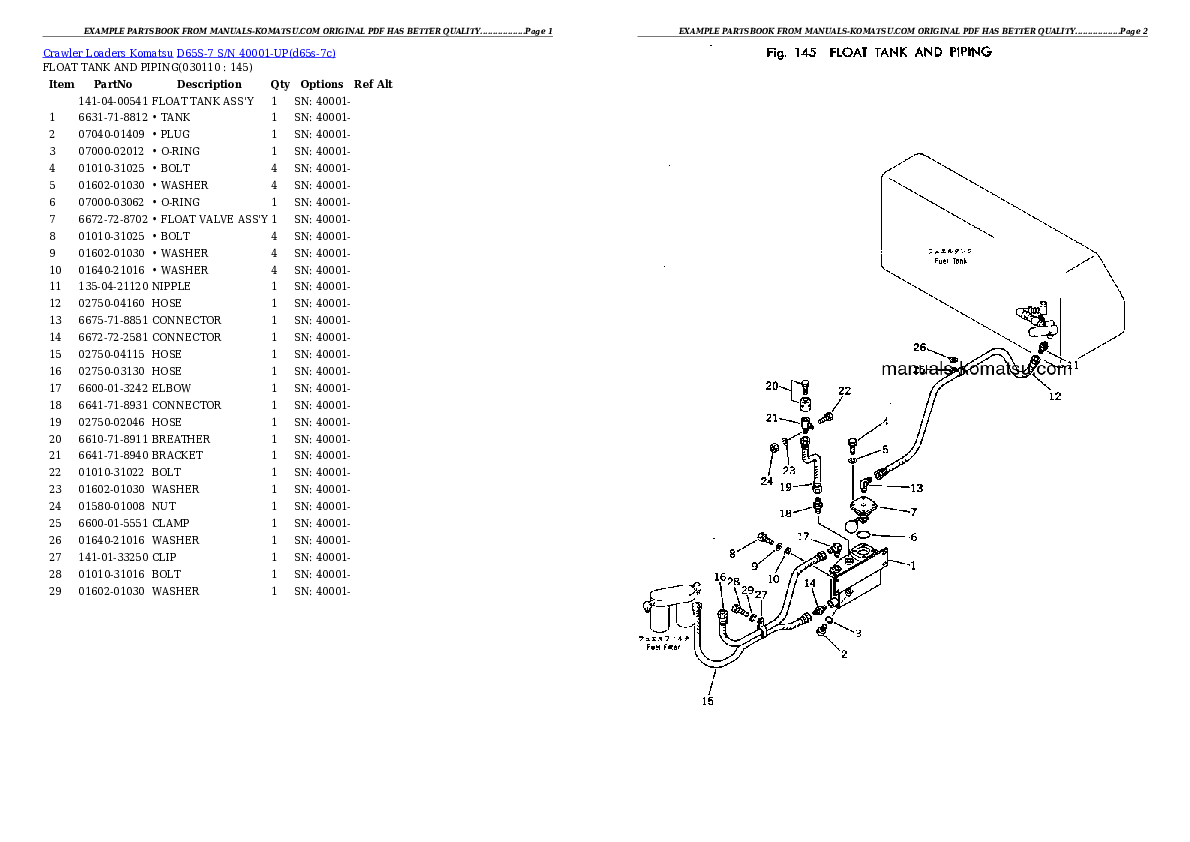 Protected: D65S-7 S/N 40001-UP Partsbook