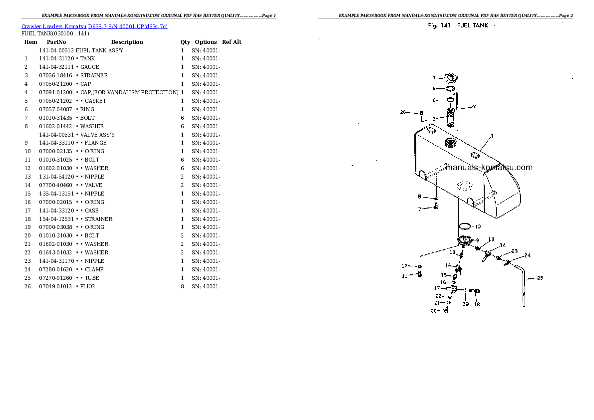 Protected: D65S-7 S/N 40001-UP Partsbook