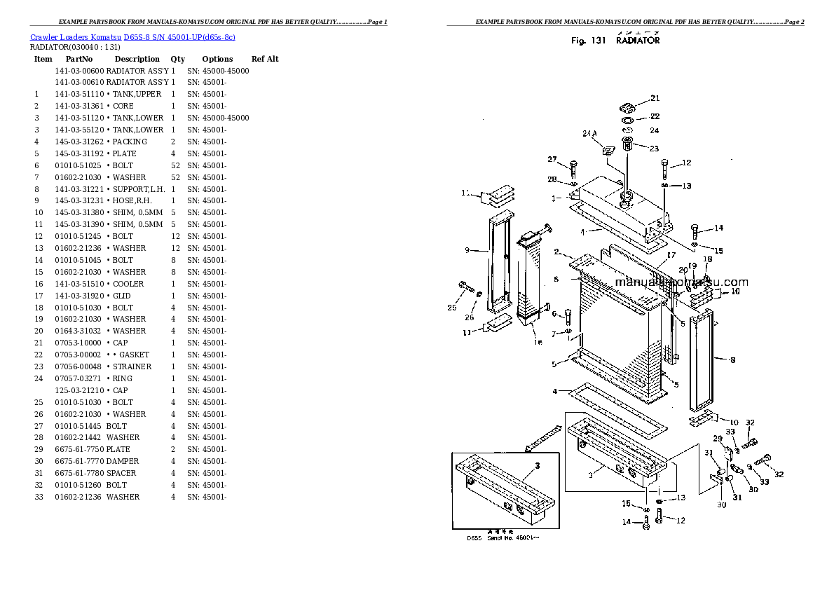 Protected: D65S-8 S/N 45001-UP Partsbook