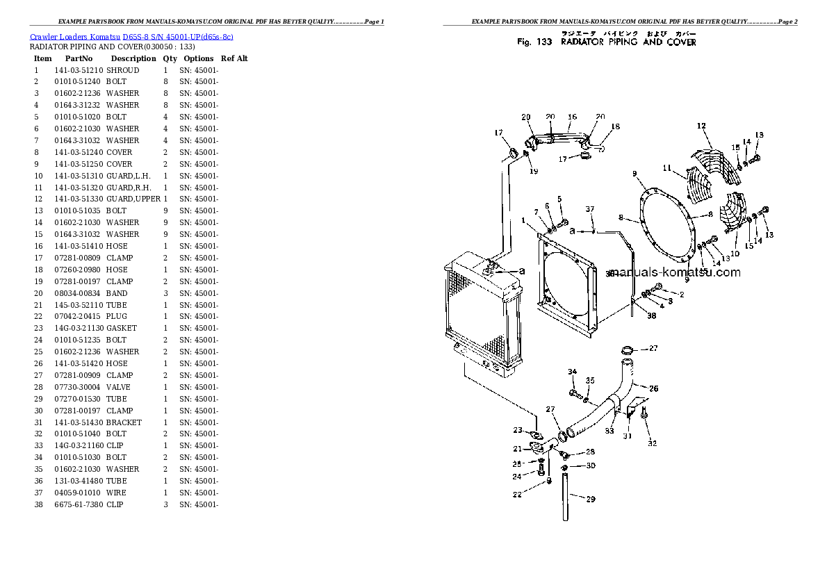 Protected: D65S-8 S/N 45001-UP Partsbook