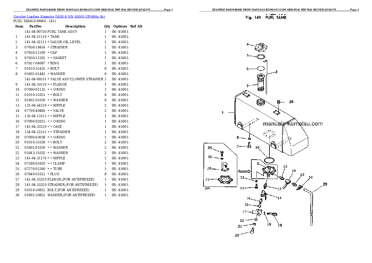 Protected: D65S-8 S/N 45001-UP Partsbook