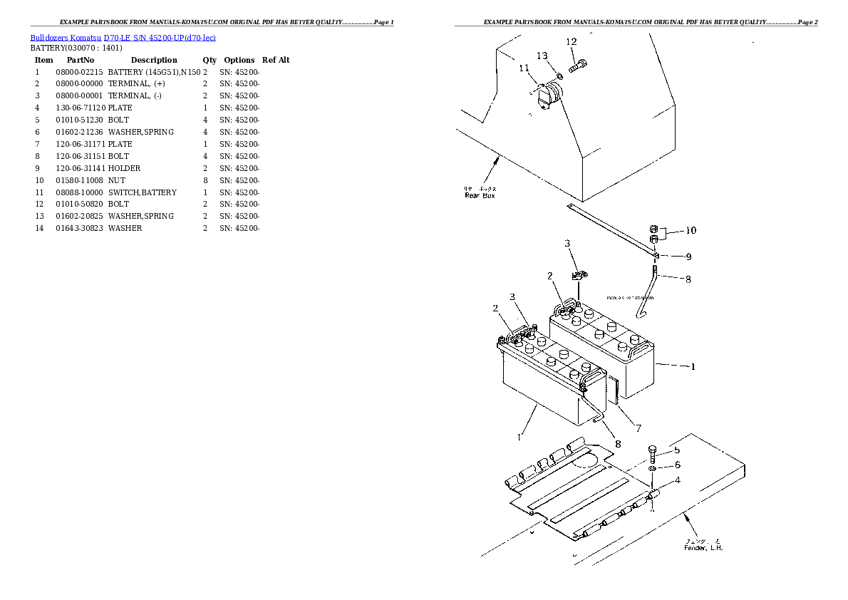 Protected: D70-LE S/N 45200-UP Partsbook