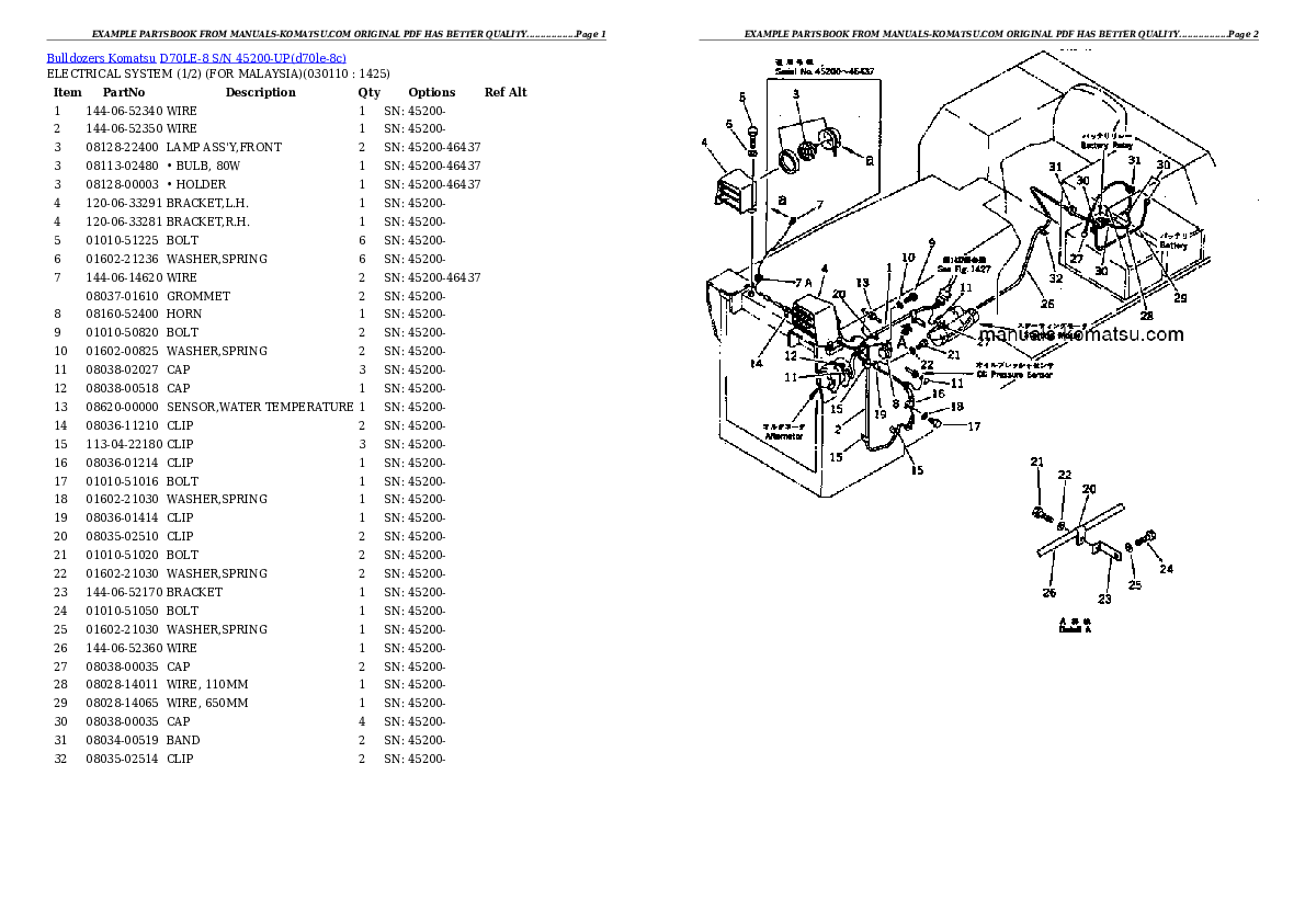 Protected: D70LE-8 S/N 45200-UP Partsbook