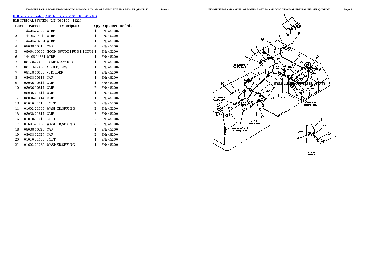 Protected: D70LE-8 S/N 45200-UP Partsbook