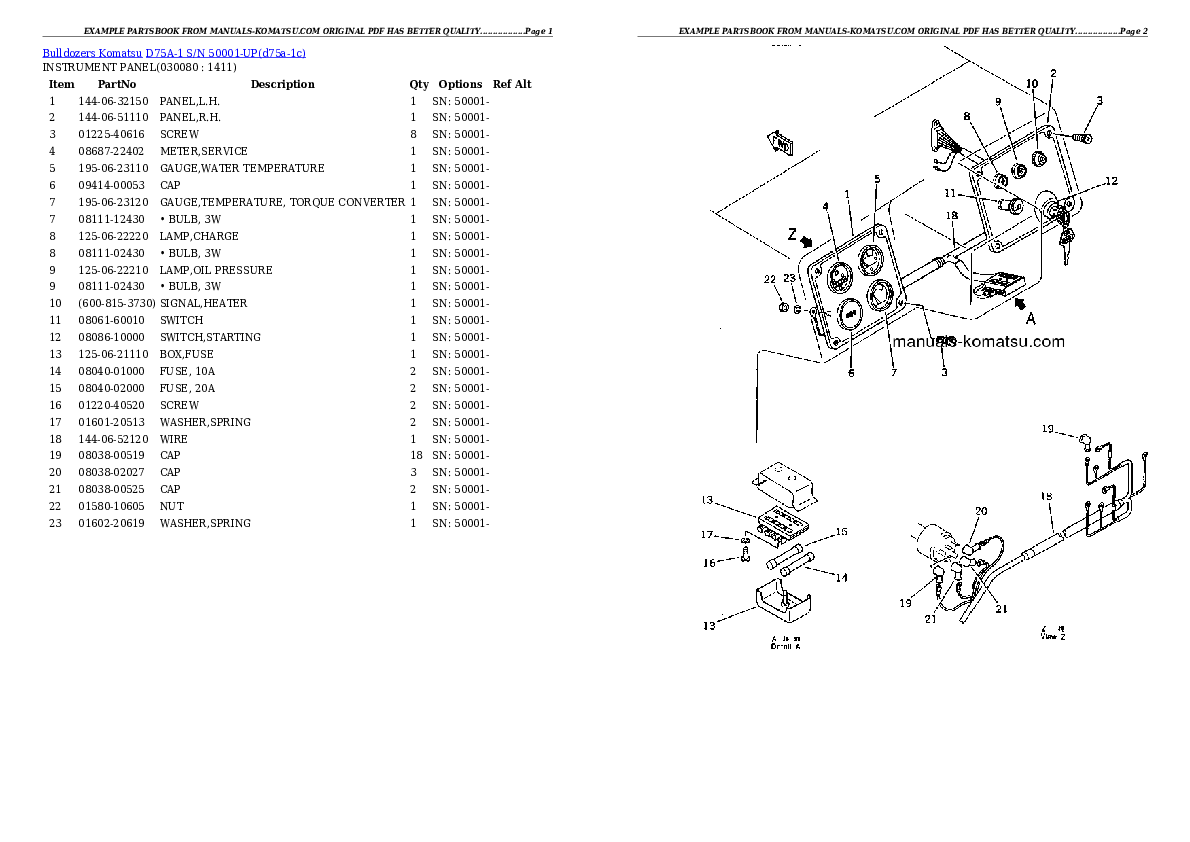 Protected: D75A-1 S/N 50001-UP Partsbook