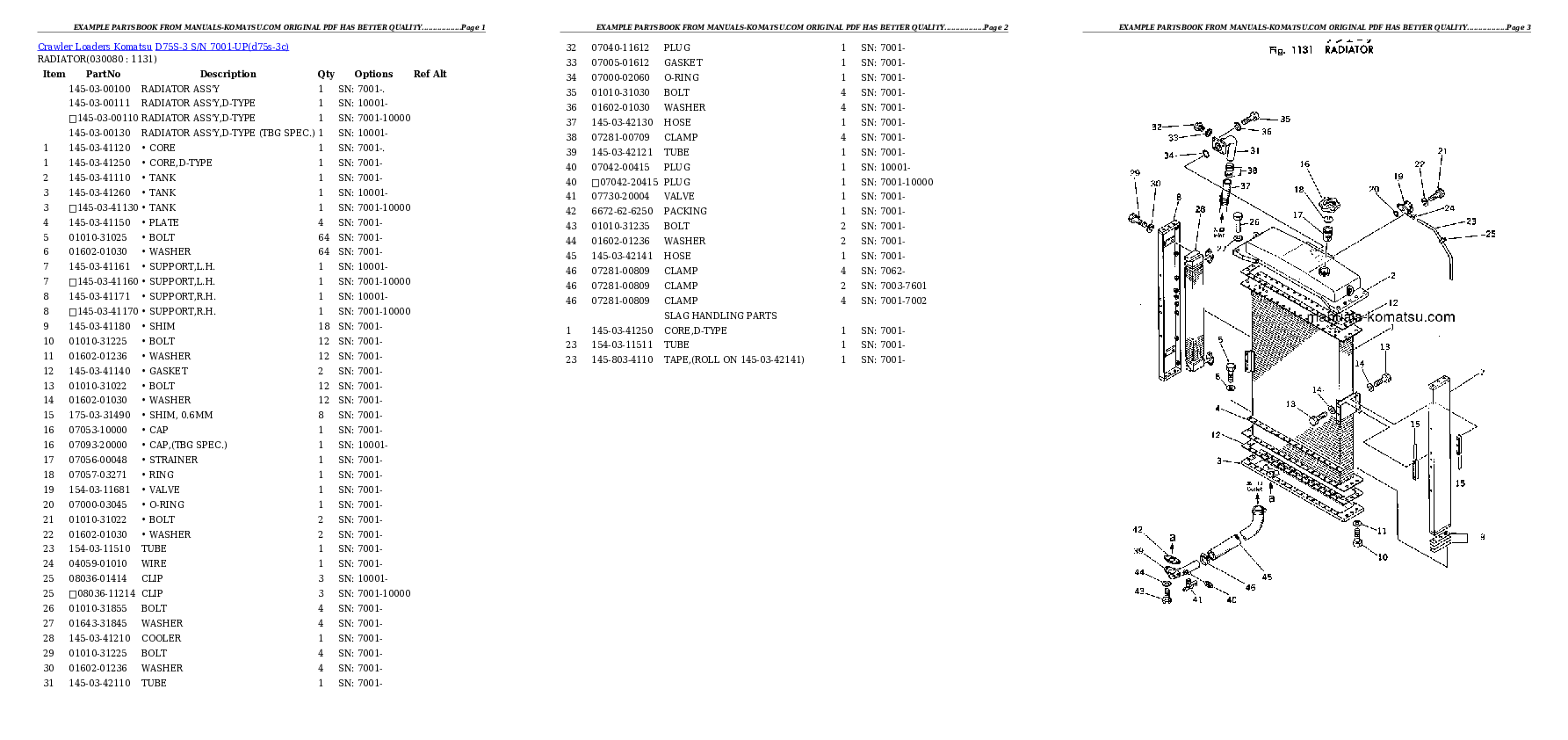 Protected: D75S-3 S/N 7001-UP Partsbook