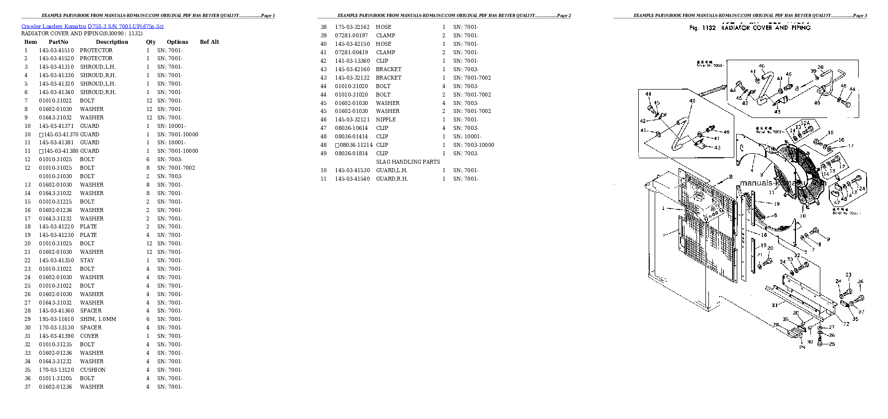 Protected: D75S-3 S/N 7001-UP Partsbook