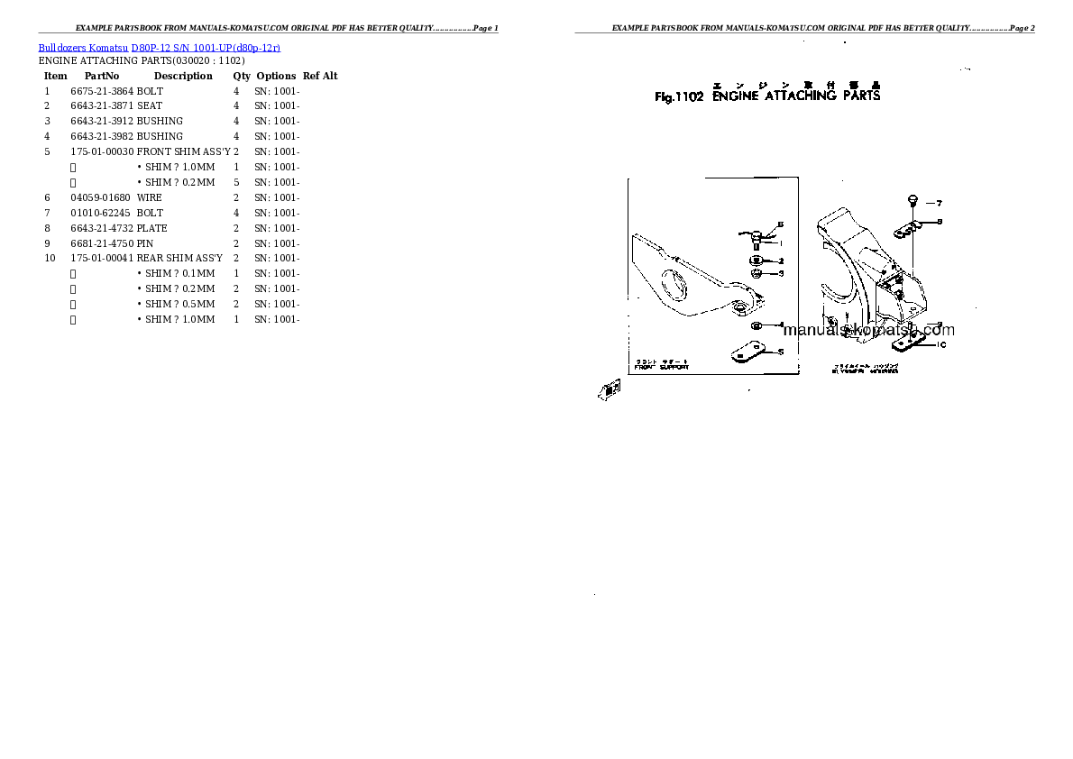 D80P-12 S/N 1001-UP Partsbook