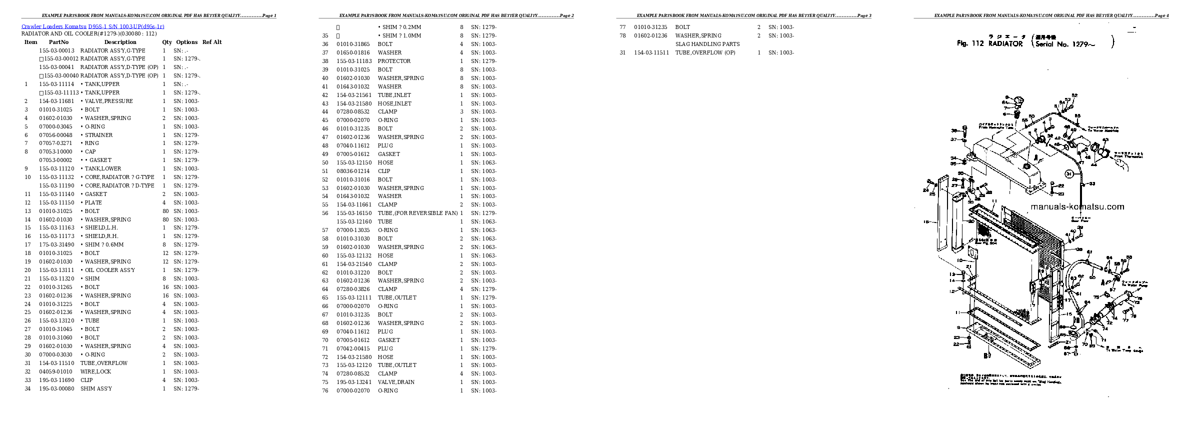 Protected: D95S-1 S/N 1003-UP Partsbook