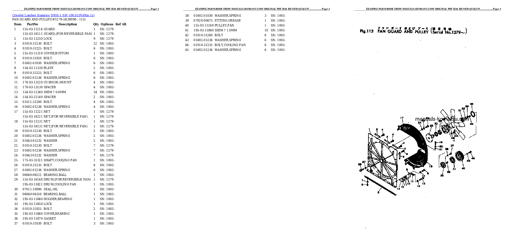 Protected: D95S-1 S/N 1003-UP Partsbook