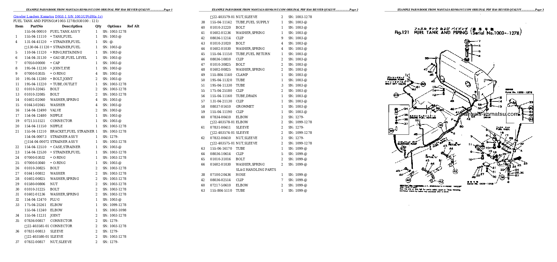 Protected: D95S-1 S/N 1003-UP Partsbook