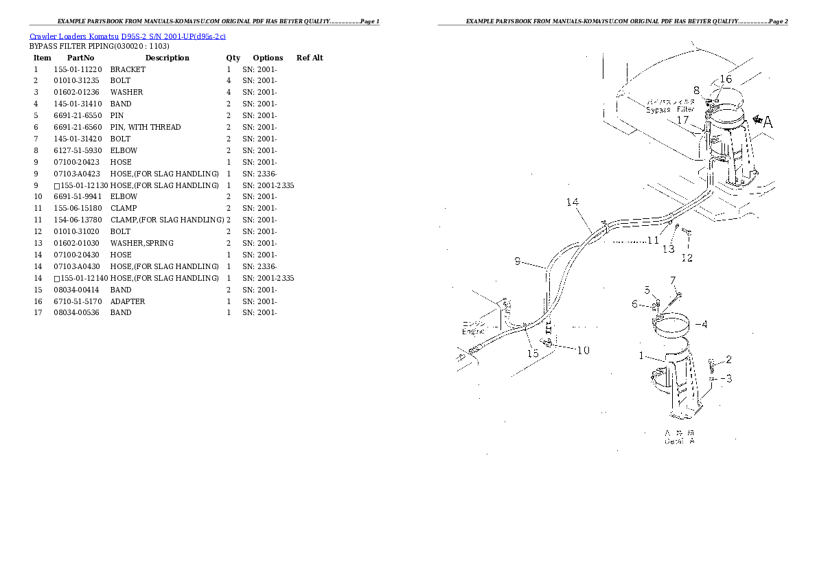 D95S-2 S/N 2001-UP Partsbook