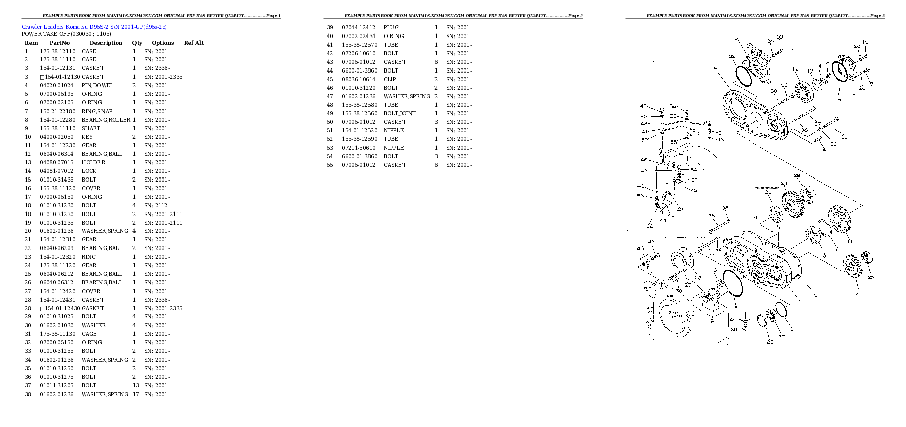 D95S-2 S/N 2001-UP Partsbook