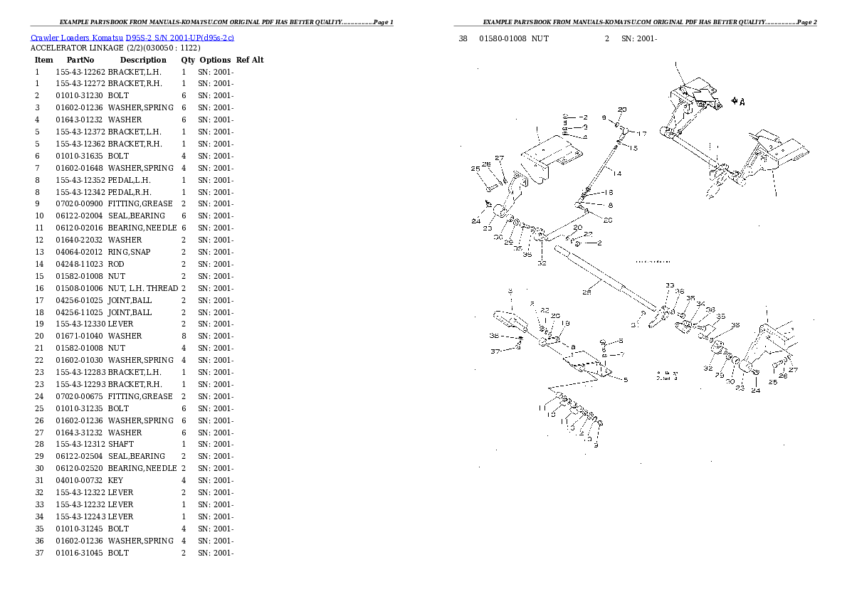 Protected: D95S-2 S/N 2001-UP Partsbook