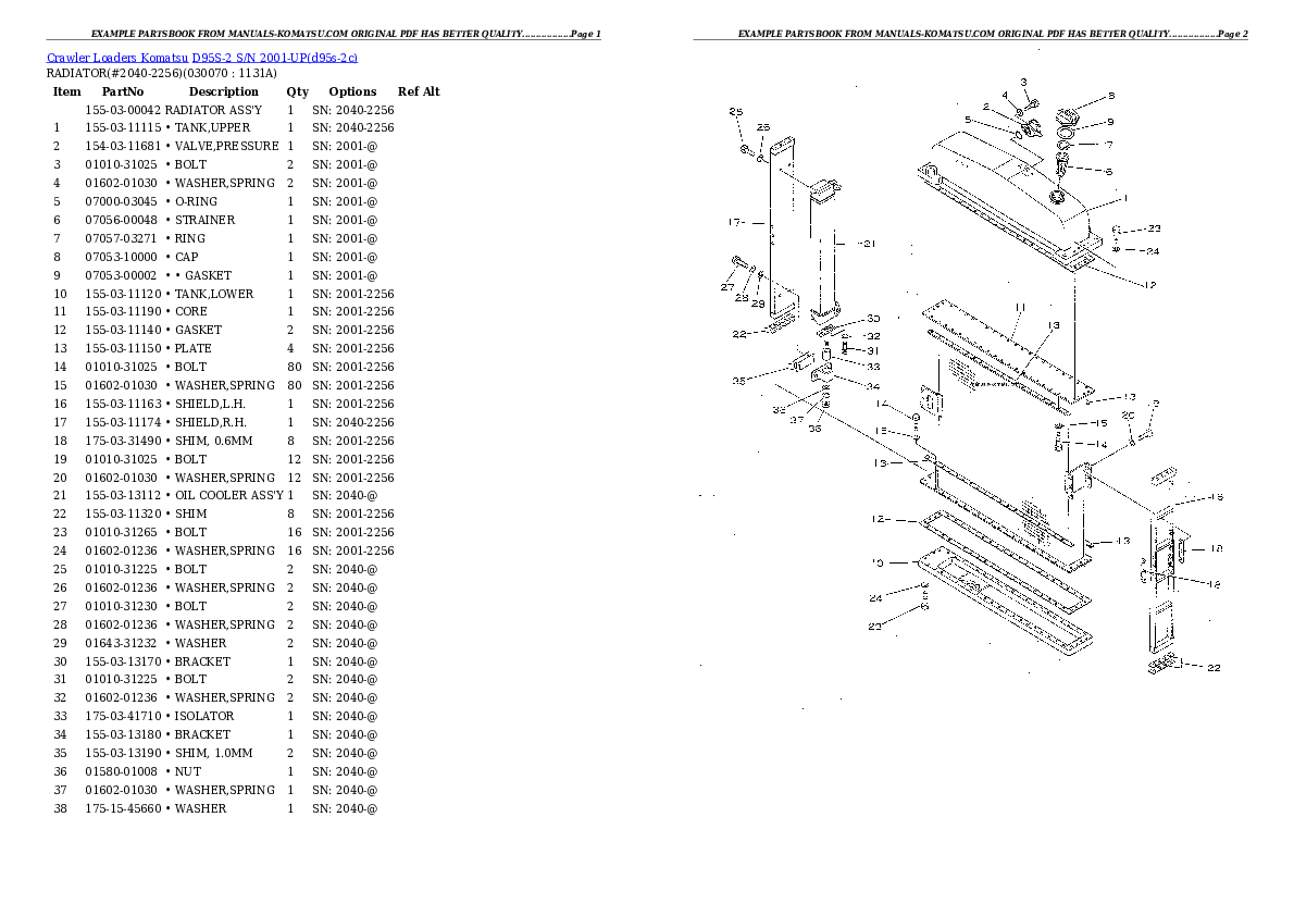 Protected: D95S-2 S/N 2001-UP Partsbook